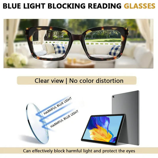 Unisex Oversized Blue Light Blocking Reading Glasses Set