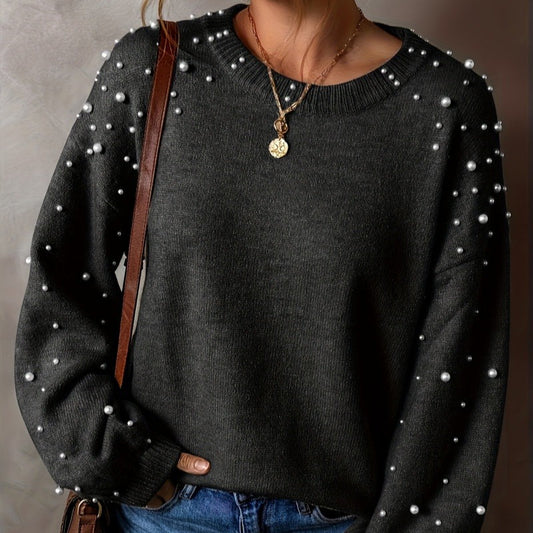 Women's Pearl-Embellished Crewneck Sweater
