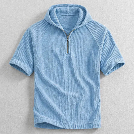 Men’s Short Sleeve Half-Zip Hooded Shirt