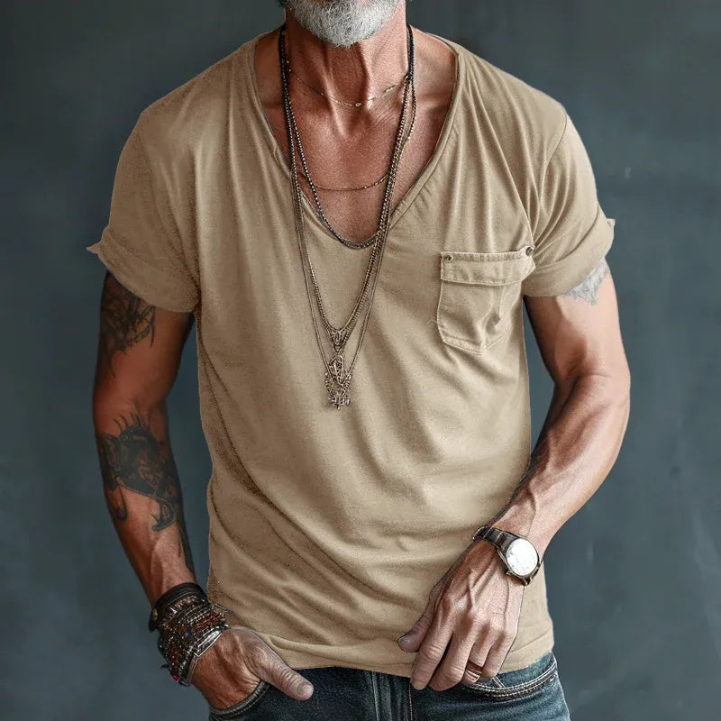 Men’s V-Neck Pocket Short Sleeve T-Shirt