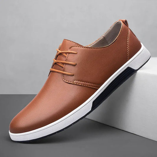 Men’s Casual Leather-Look Lace-Up Sneakers