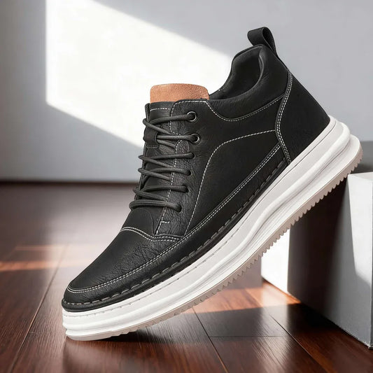 Men’s Leather-Look Lace-Up Casual Sneakers