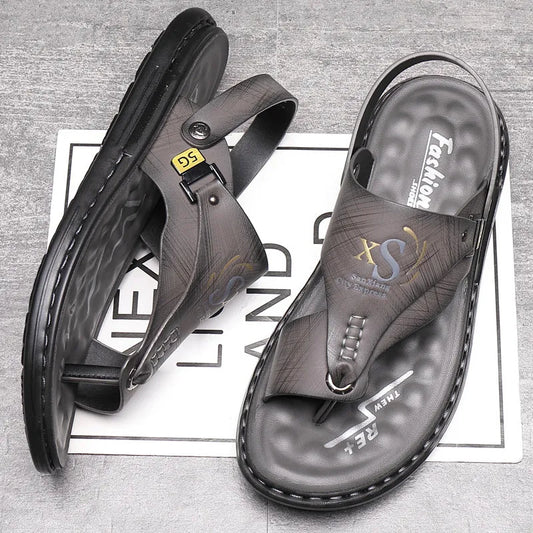 Men’s Leather-Look Comfort Thong Sandals
