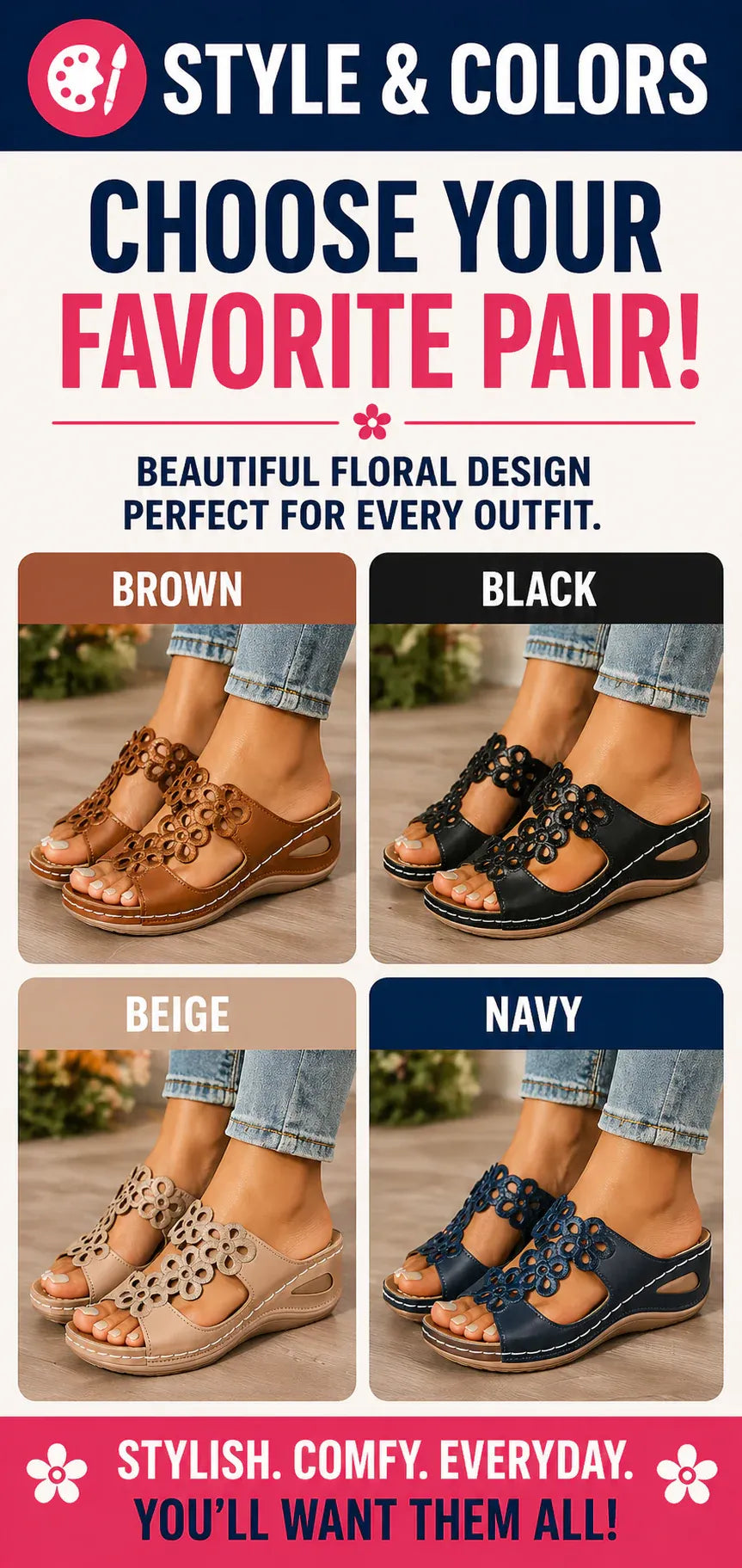 Women’s Floral Cutout Comfort Slide Sandals