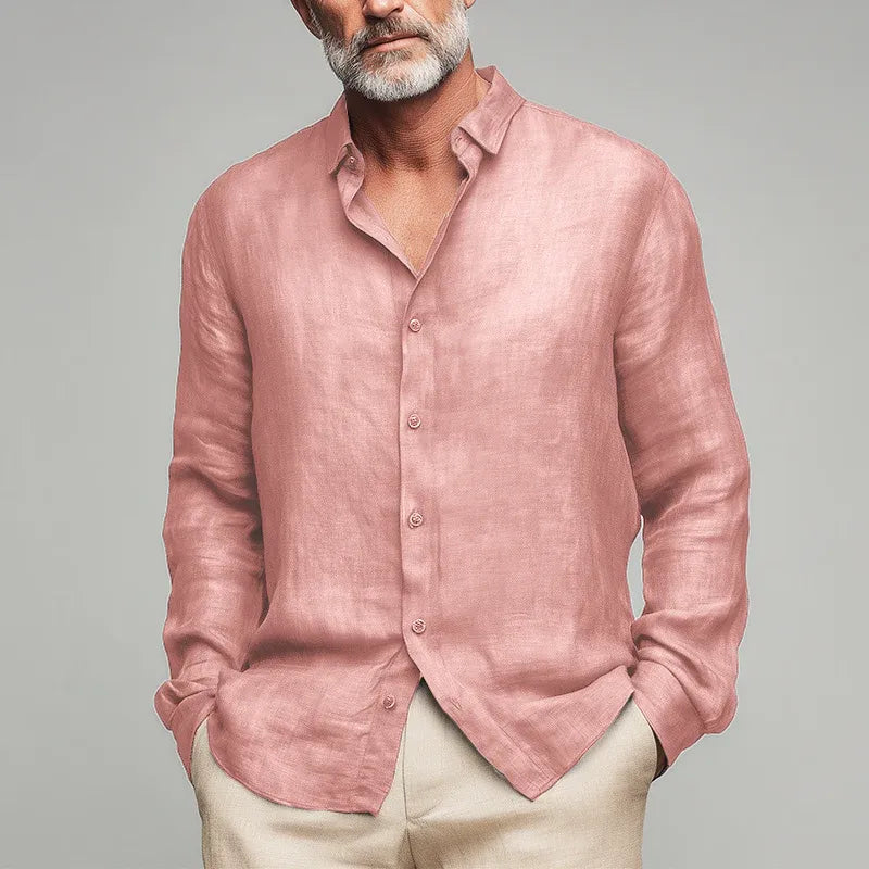 Men’s Lightweight Linen-Blend Long Sleeve Shirt
