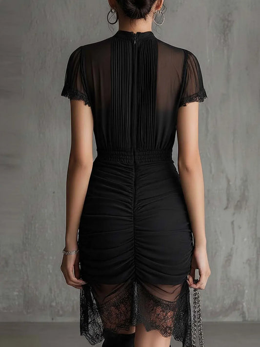 Women’s Black Lace-Trim Mini Dress