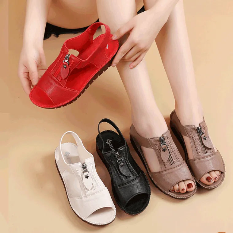 Women’s Leather-Look Open-Toe Comfort Sandals