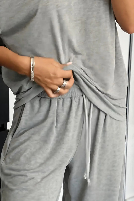 Women’s Off-Shoulder Lounge Top and Wide-Leg Pants Set
