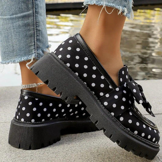 Women’s Polka Dot Bow Platform Loafers