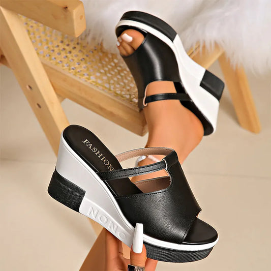Women's Open Toe Wedge Slide Sandals