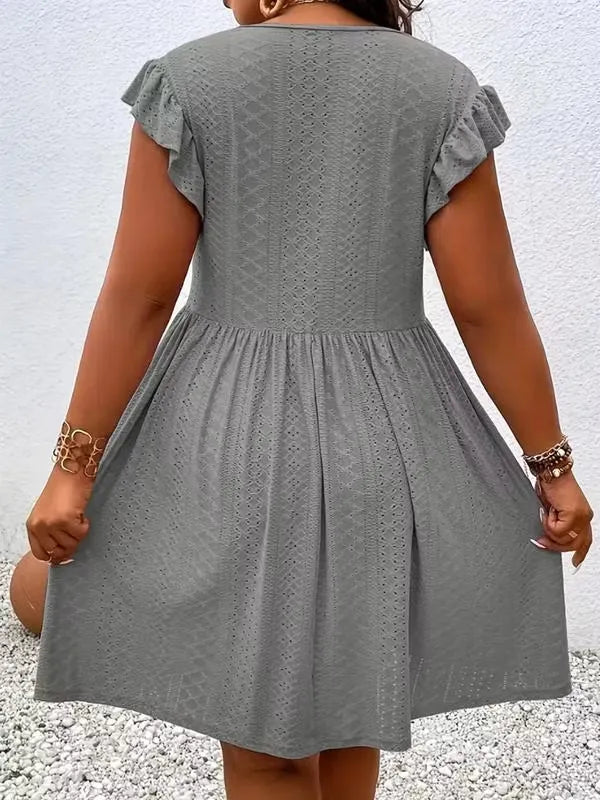Women's Crisscross V-Neck Flutter Sleeve Dress
