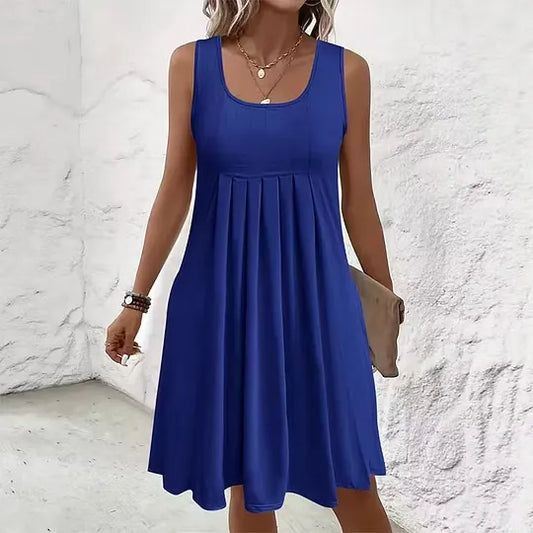 Women's Sleeveless Pleated Swing Dress