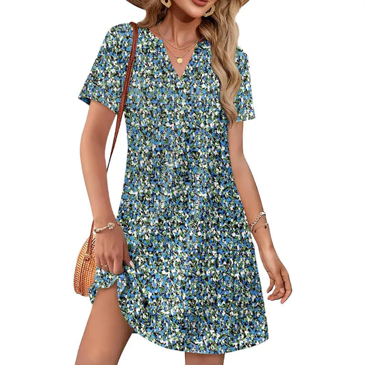 V-Neck Casual Pocket T-Shirt Dress