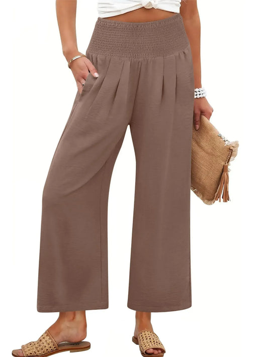 Women’s Smocked Waist Wide-Leg Pants