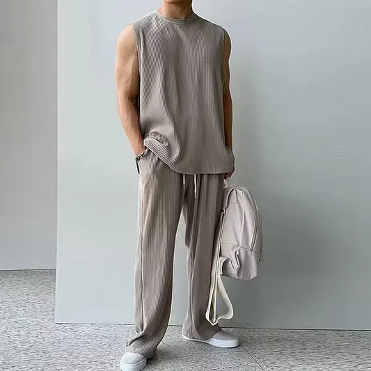 Men's Sleeveless Ribbed Lounge Set