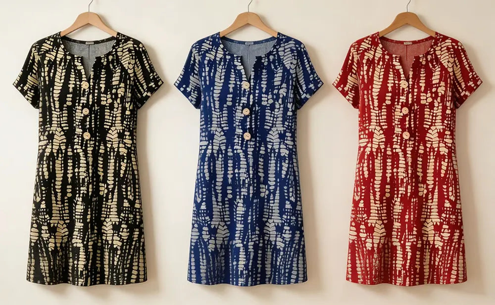 Women's Printed Button Front Dress