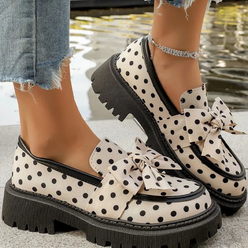Women’s Polka Dot Bow Platform Loafers