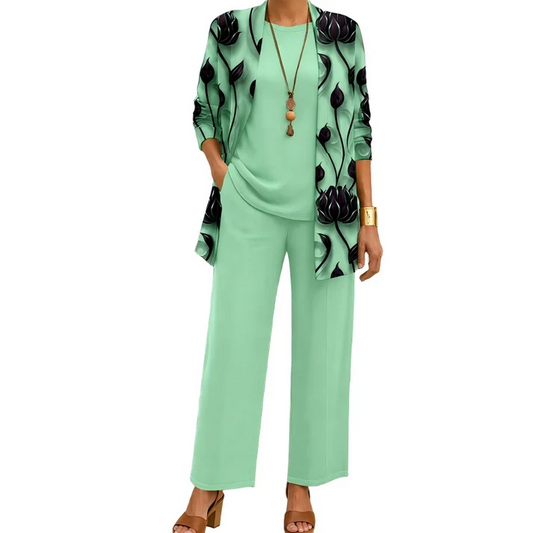 Women's 3-Piece Printed Cardigan Set