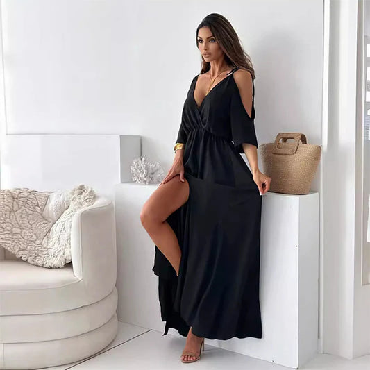 Women's Open Back Slit Maxi Dress