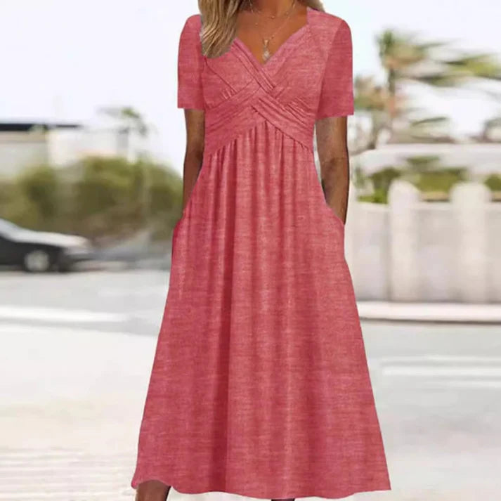 Women's V-Neck Short Sleeve Dress