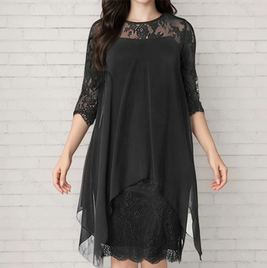 Women's Layered Lace-Overlay Dress