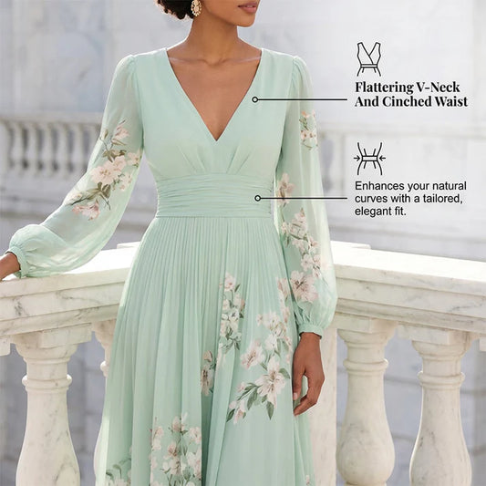 Women's Floral Chiffon Maxi Dress