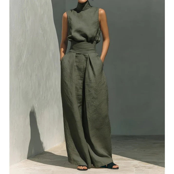 Women's Sleeveless Wide-Leg Two-Piece Set