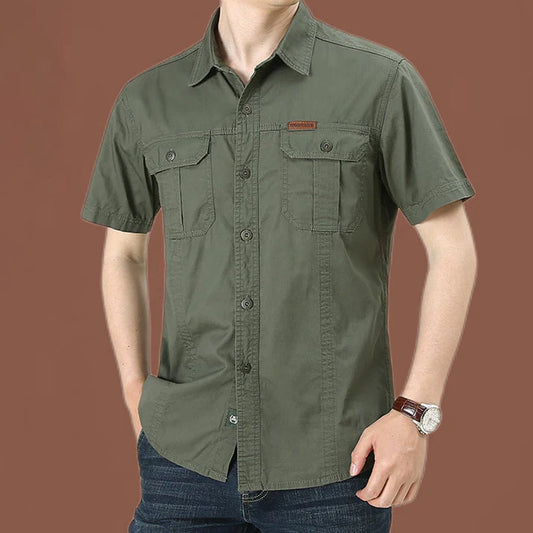 Men's Short Sleeve Utility Button-Up Shirt
