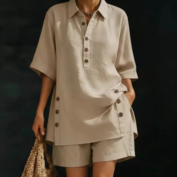 Women's Relaxed Button Detail Lounge Set