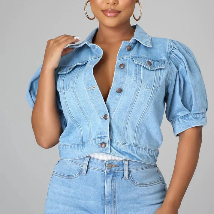 Women's Puff Sleeve Denim Jacket