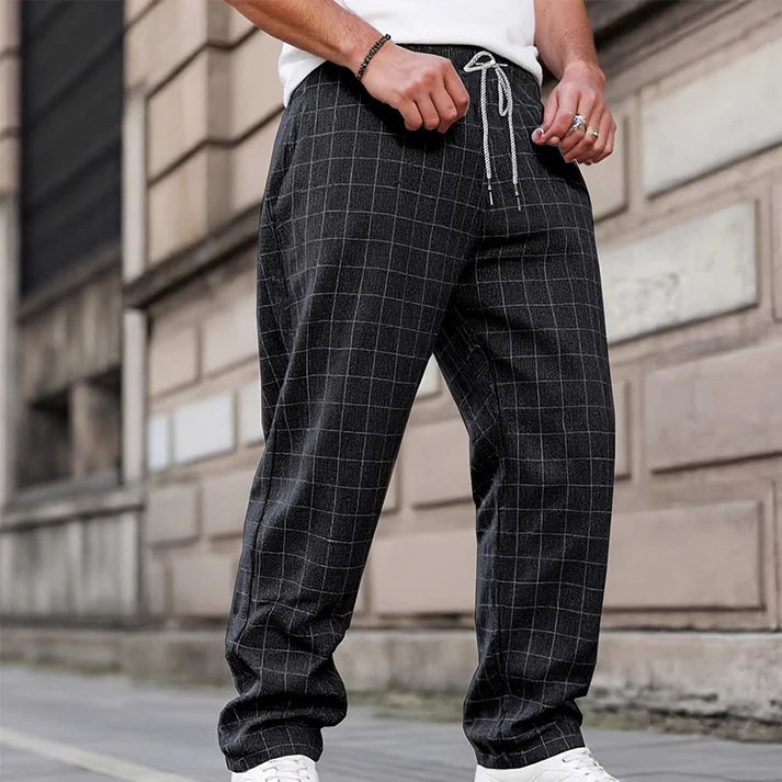 Men's Plaid Drawstring Pants