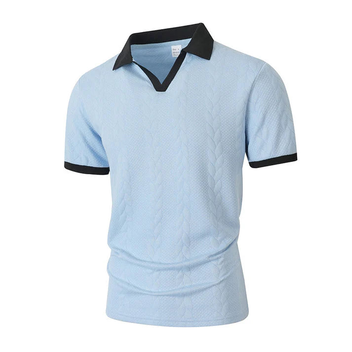 Men's Textured Knit Short Sleeve Polo Shirt
