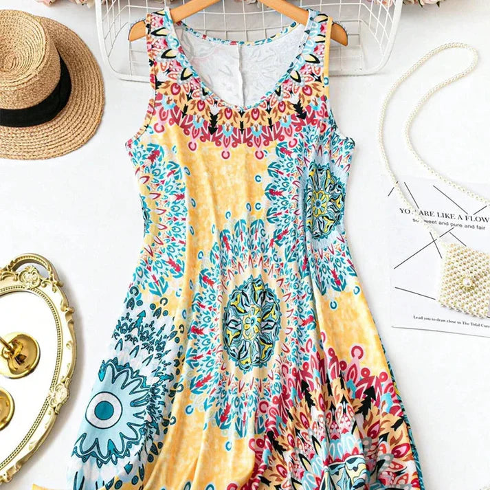 Women's Printed Sleeveless A-Line Dress