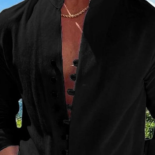 Men’s Stand-Collar Button-Front Shirt