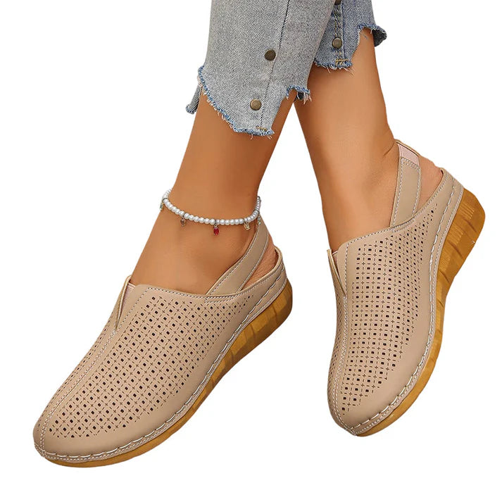 Women's Perforated Slingback Wedge Sandals