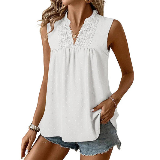 Women's Lace Trim Sleeveless Blouse