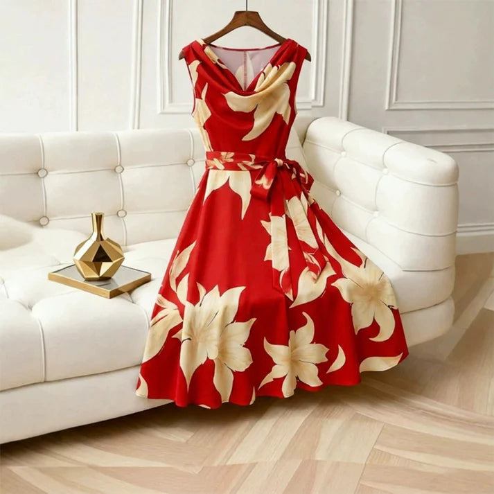 Women's Floral Print Sleeveless Fit & Flare Dress