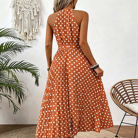 Women's Pleated Halter Maxi Dress