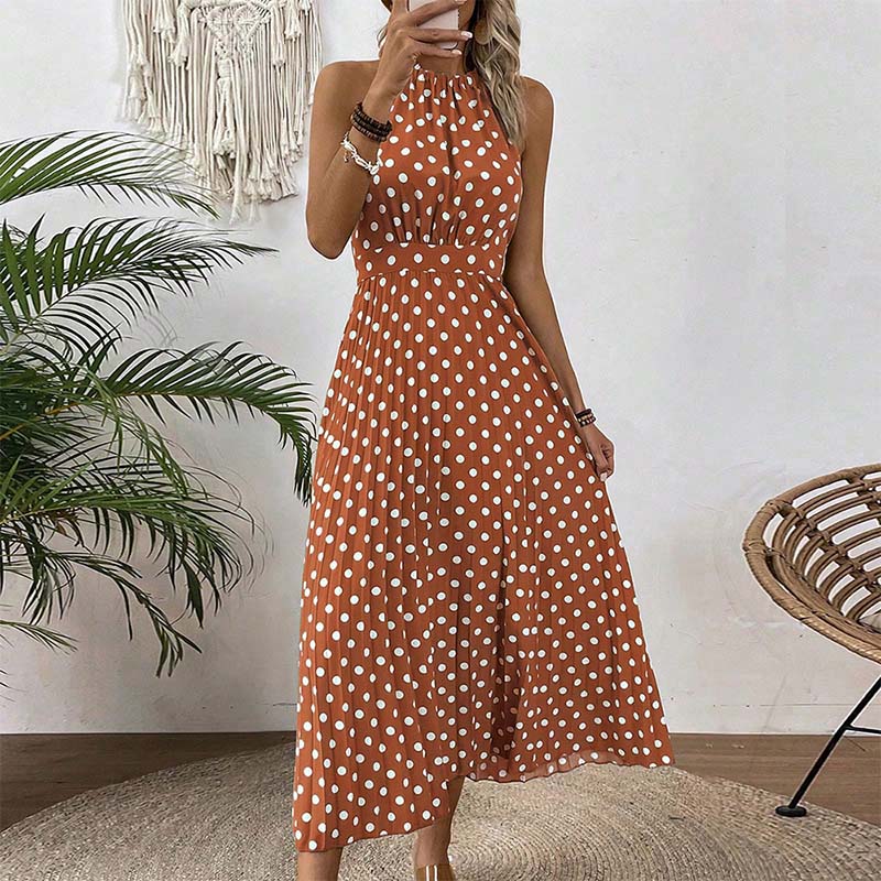 Women's Pleated Halter Maxi Dress