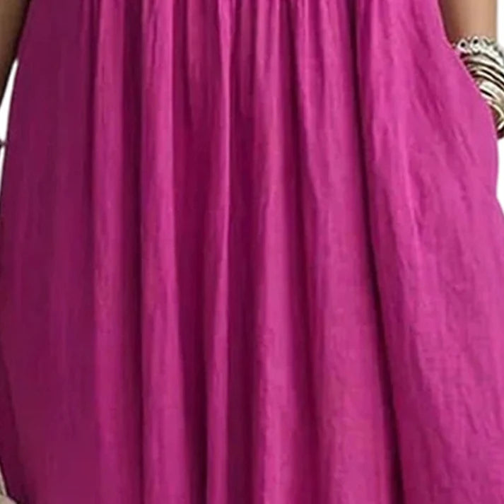 Women's V-Neck Pleated Front Dress