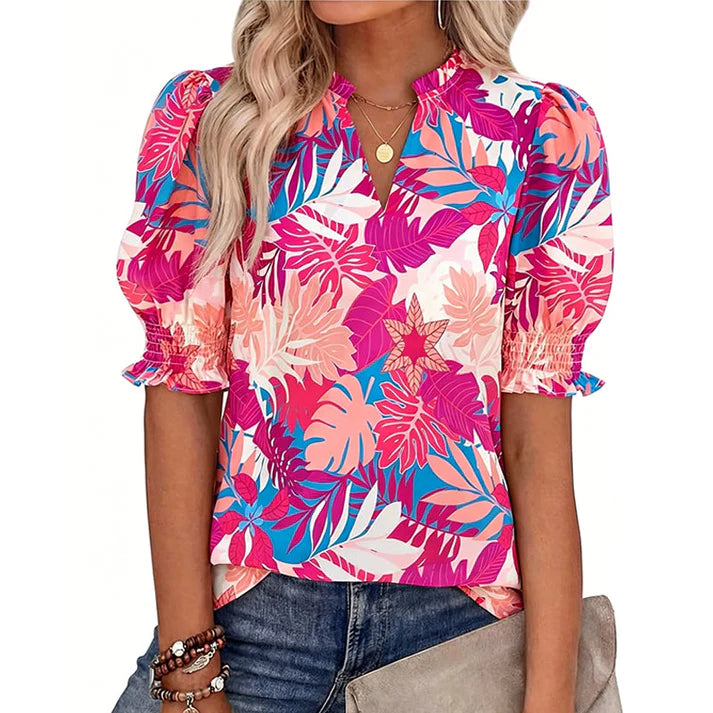 Women's Printed Puff Sleeve Blouse