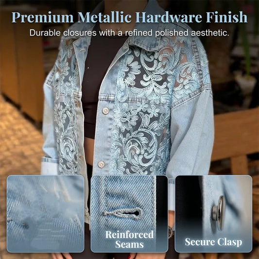 Women's Loose Lace Patchwork Denim Jacket