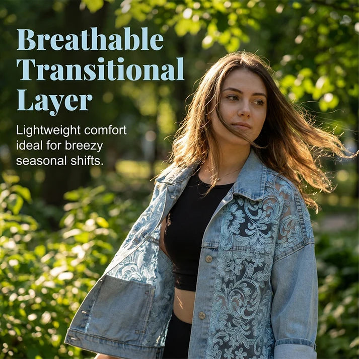 Women's Loose Lace Patchwork Denim Jacket