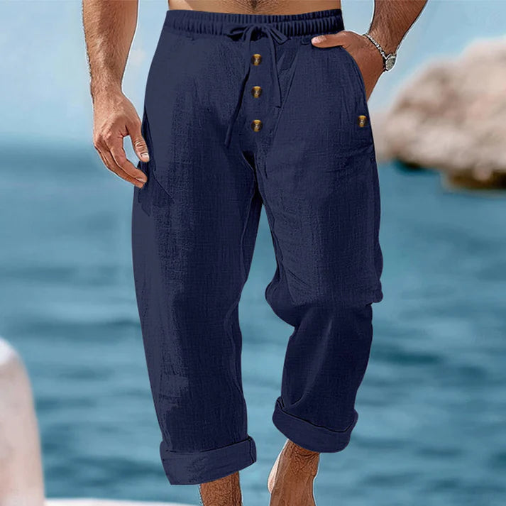 Men's Drawstring Casual Linen Pants