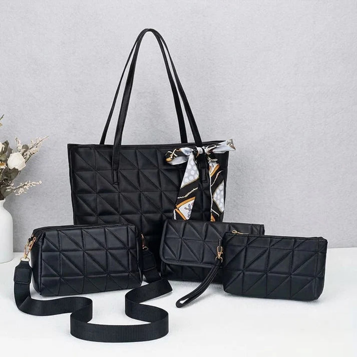 Women's Quilted 4-Piece Handbag Set