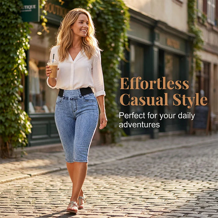 Women's High-Waisted Denim Capri Leggings