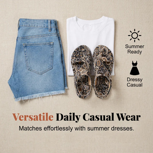 Women's Printed Cutout Flat Sandals