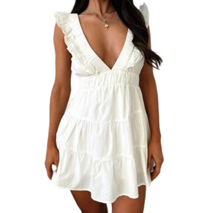 Women's Ruffle Trim Tiered Mini Dress