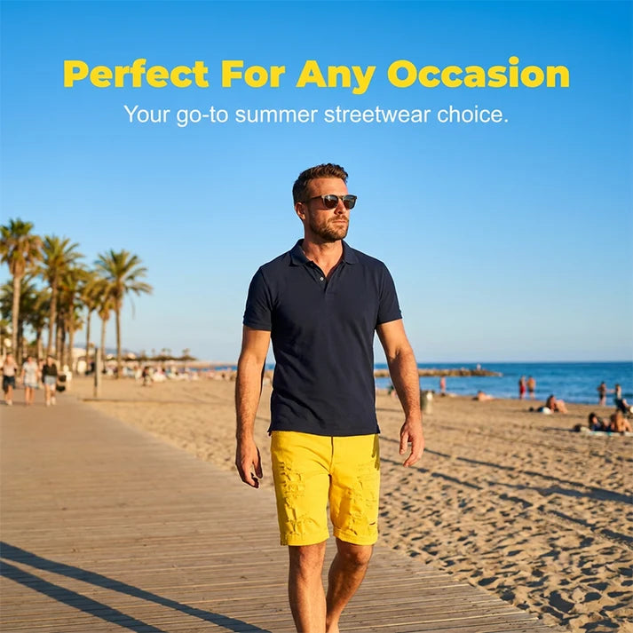 Men's Distressed Denim Shorts with Rolled Hems