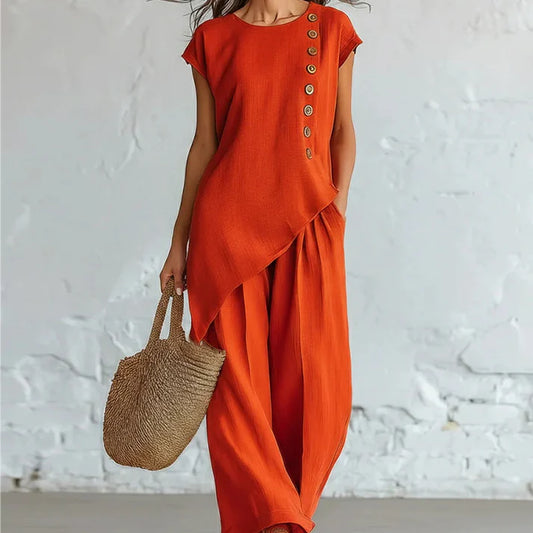 Women's Asymmetrical Hem Two-Piece Set
